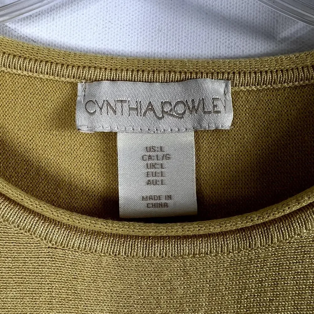 Cynthia Rowley 3/4 Dolman Sleeve Rayon Blend Pullover Knit Top Yellow Large